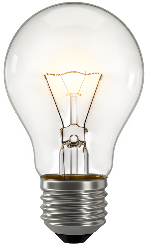 Leuchtende Glühbirne mit sichtbarem Glühfaden und Schraubsockel