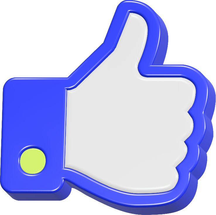 Blaue Daumen-hoch-Grafik, 3D-Stil