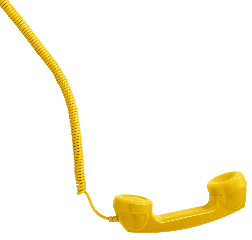 Gelber Telefonhörer mit Spiralkabel