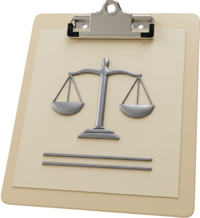 Waage-Symbol auf beigefarbener Klemmbrett-Unterlage