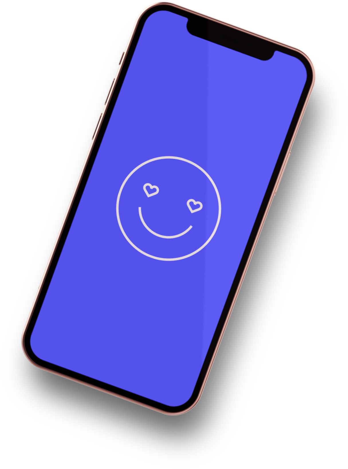 Smartphone mit blauem Hintergrund und einem Smiley mit Herzaugen